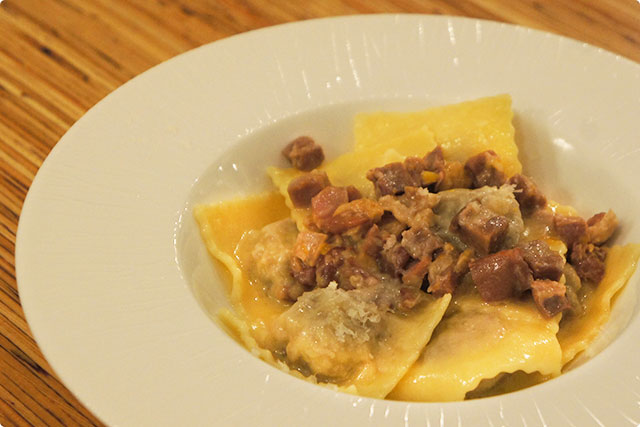 Then the second pasta dish is 『Duck ragu bianco with Agnolotti』
